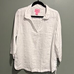 Isaac Mizrahi Classic White Linen Blouse
